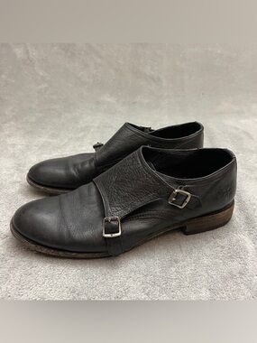John A Frye Black Leather Double Monk Straps Dress Shoes Men Size 8.5 B